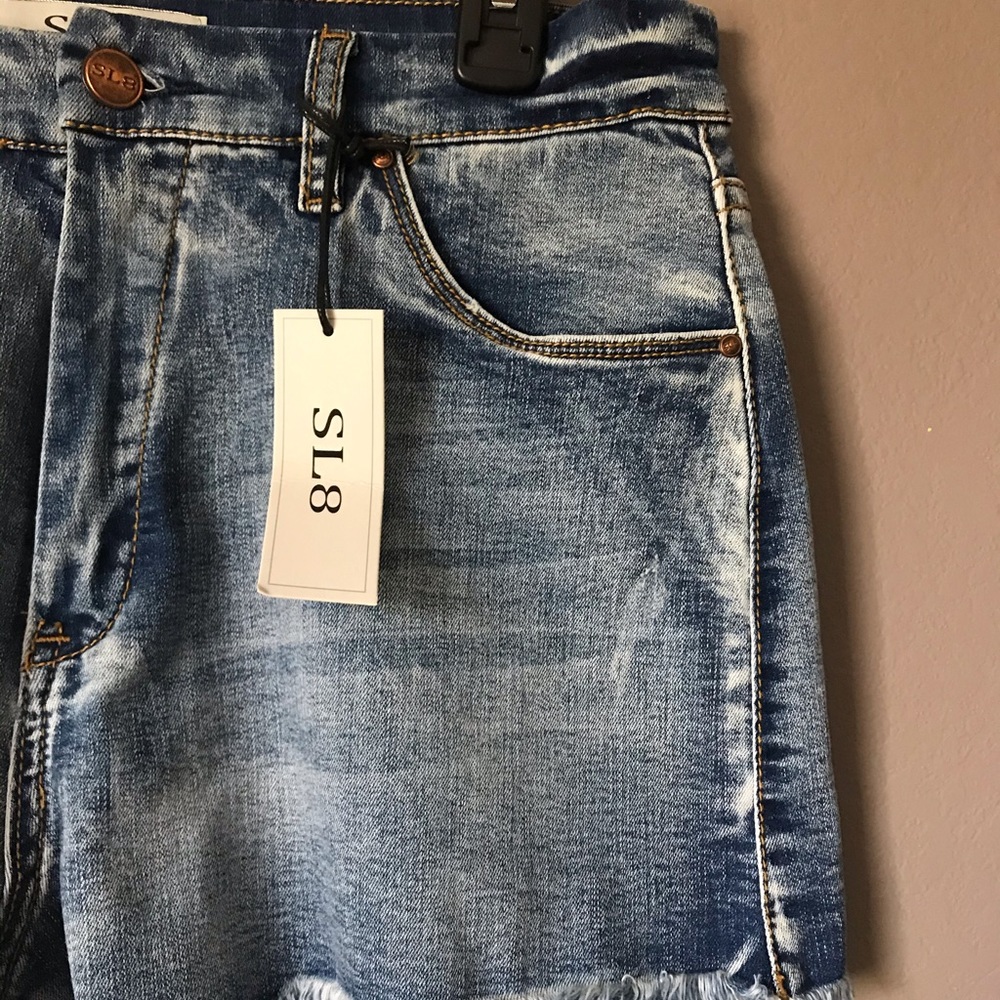 High Rise Raw Hem Shorts